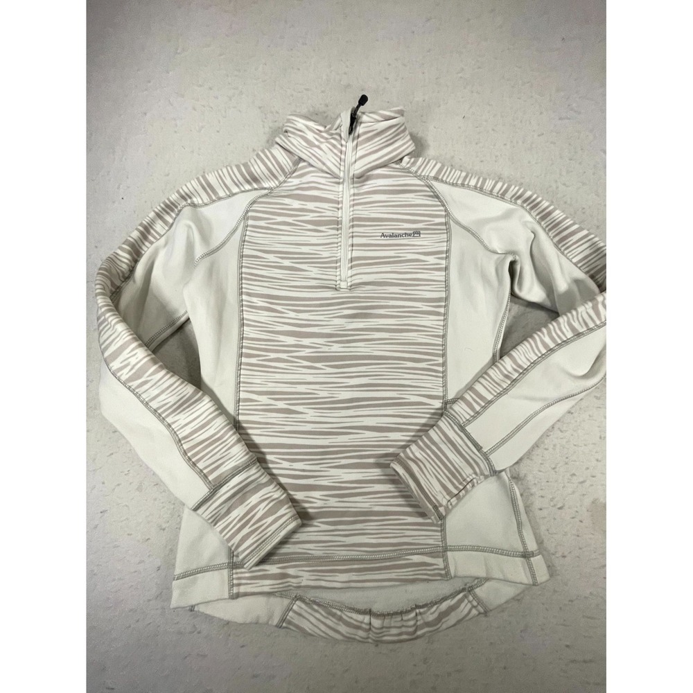 Avalanche Performance Sweatshirt Womens Small Beige Logo Stretch Quarter Zip